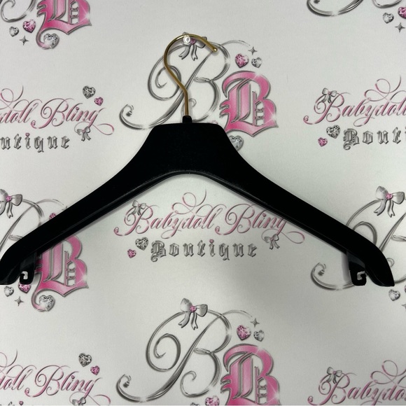 Authentic Chanel hanger velour velvet version plastic black gold logo emblem - Picture 10 of 16